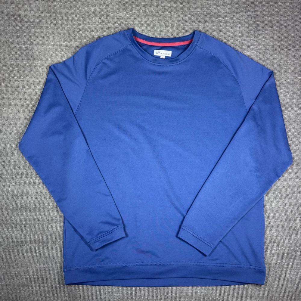 Peter Millar Crown Sport Aurora Performance Long Sleeve TShirt Blue Mens Large *